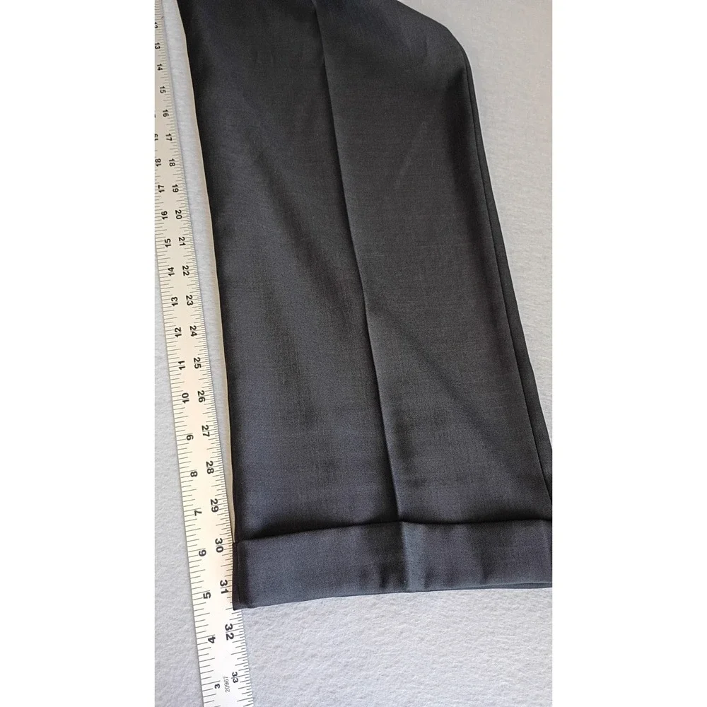 NWT Stafford Essentials Men's Classic Fit Pleated Cuffed Pants Charcoal 34